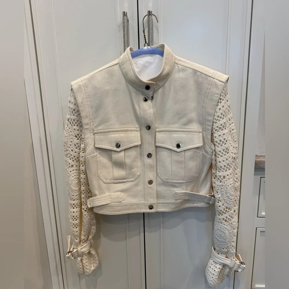 Veronica Beard Aylin Crochet-Sleeve Jacket – Size  small 4/6 - Picture 8 of 15